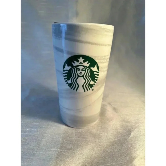 2/40$ Starbucks 2020 Marble Swirl GreyWhite Ceramic Double Wall Travel Mug 12oz - Picture 1 of 5